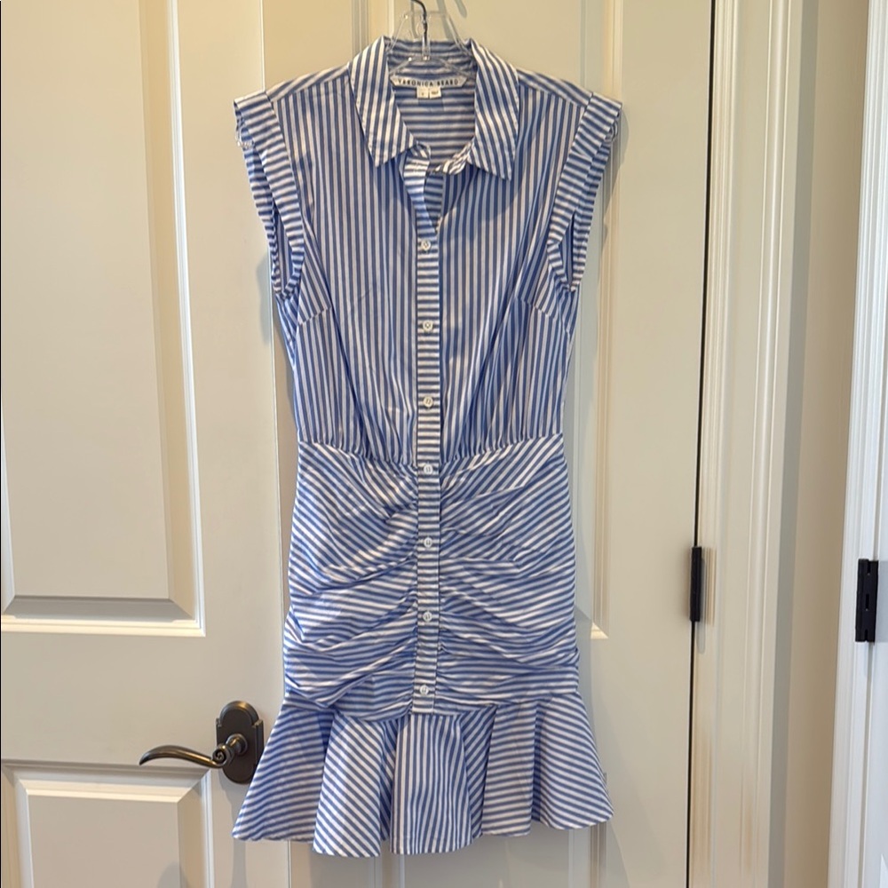 Veronica Beard Blue and White Striped Mini Dress